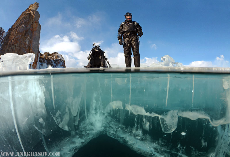 © Andrey Nekrasov | ice-diving, in lake Baikal, Siberia, Russia, island Olkhon.