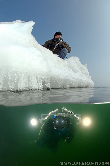 © Andrey Nekrasov | Diving under the Frozen Black sea on the coast of Odessa, Ukrain