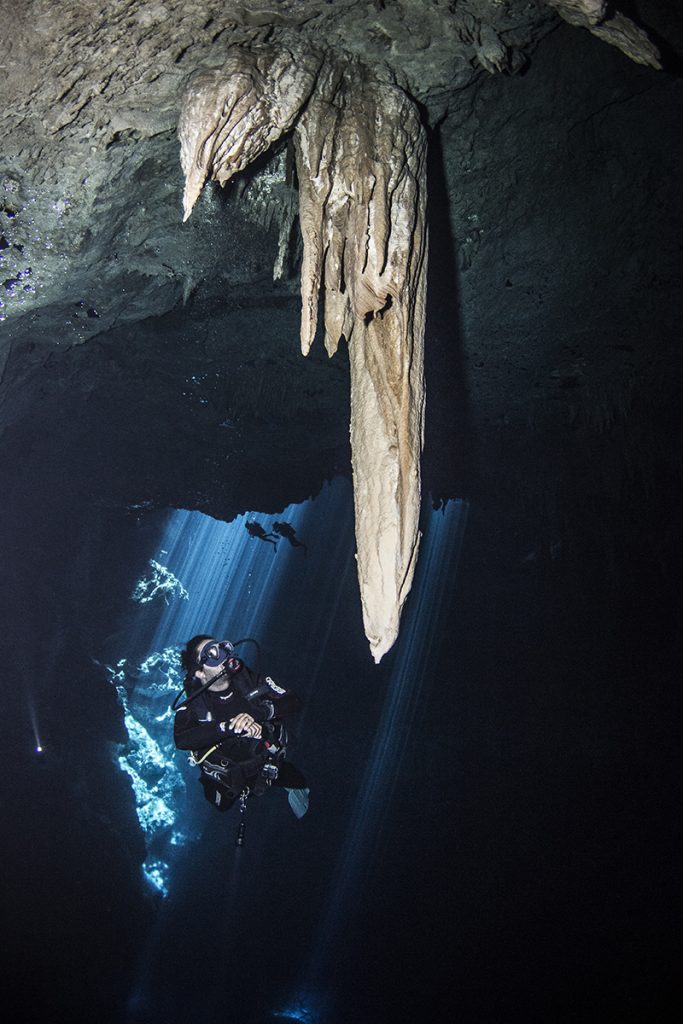 Stalactites hanging from Cenote “El pit”