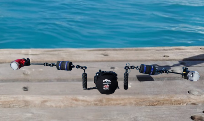 Underwater strobes pulled wide and behind the housing for fisheye and ultra-wide photography