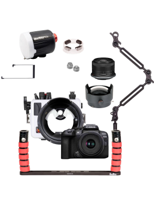 Canon EOS R10 Underwater Camera Kit with Ikelite Housing & Ecko Strobe – 200ft / 60m